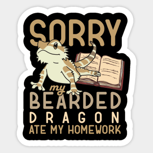 'Sorry Bearded Dragon Ate My Homework' Dragons Gift Sticker